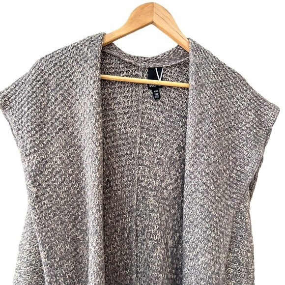 Vallette Oversize Sleeveless Cardigan Chunky Knit Size S/M Heather Gray Pockets - Picture 8 of 16